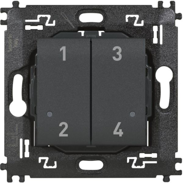 Interruptor táctil + remoto, 4 botones, frontal gris - Sistemas de control  - Mecanismos LIVOLO - LEDTHINK